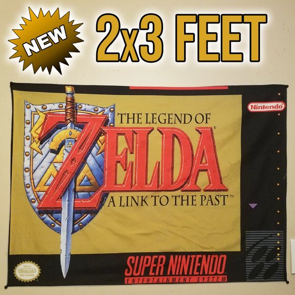 The Legend of Zelda a Link to the Past 2x3 foot tapestry / Super Nintendo banner - Picture 1 of 7